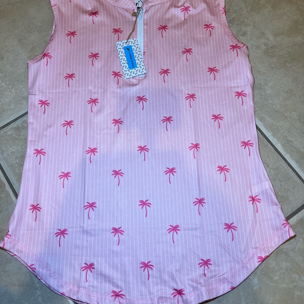 Pink Palm Print Sleeveless Top